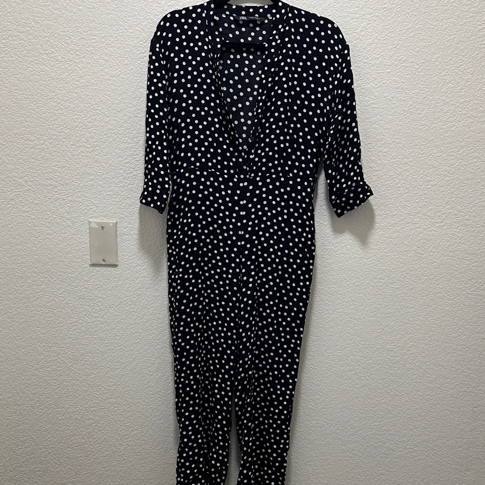 Zara Black and White Polka Dot Jumpsuit - Picture 2 of 6